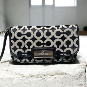 Coach black signature wristlet